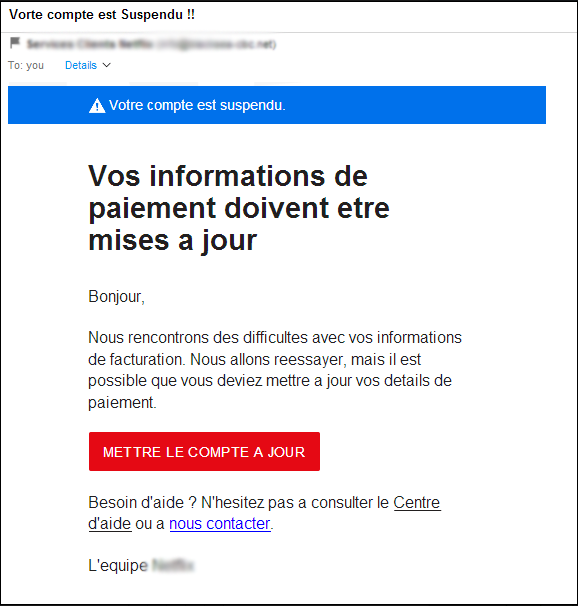Voici deux exemples de courriels hameçons